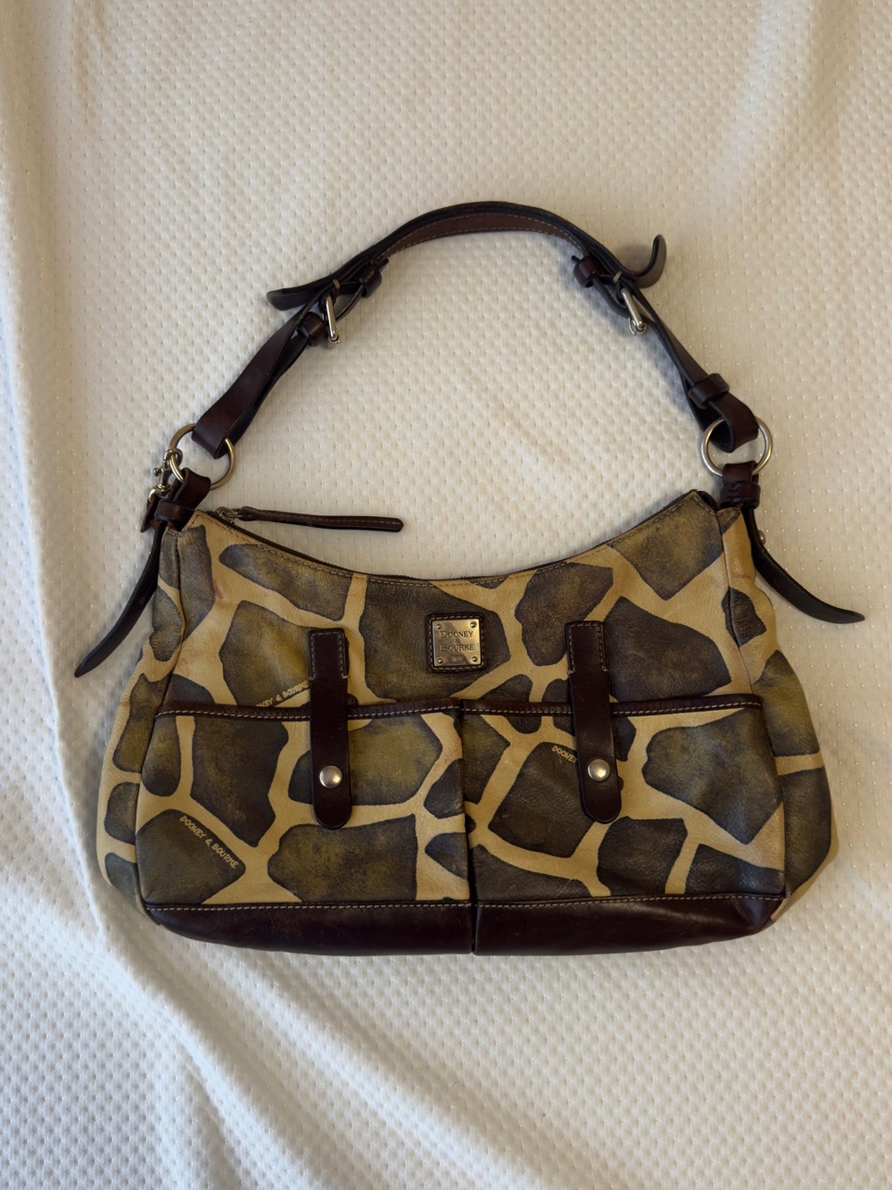 dooney and bourke giraffe print leather hobo shoulder bag